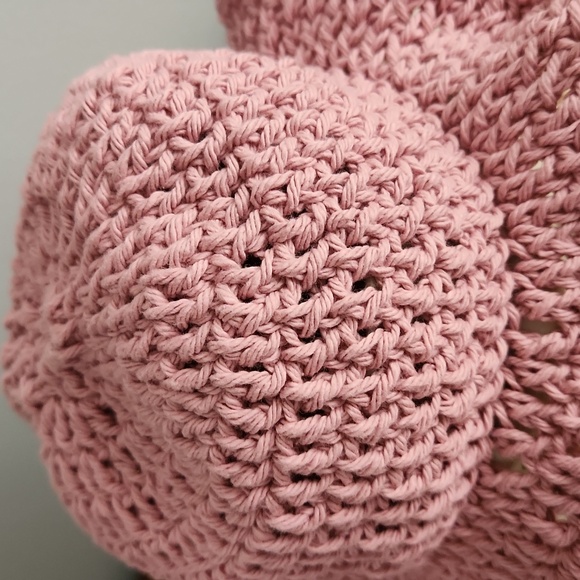 Handmade Summer Crotched Cotton Hat  16 inch Circumference,  6-12 mos - Picture 2 of 8